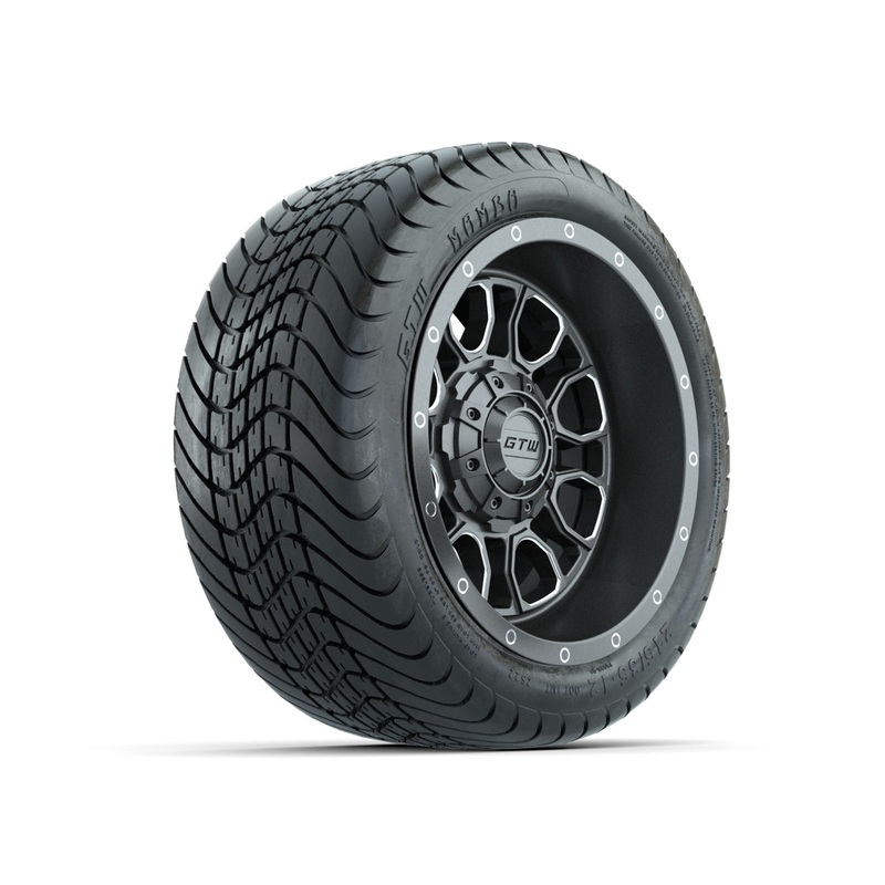 Set of (4) 12 in GTW Volt Gunmetal Wheels with 215/35-12 Mamba Street Tires PN# A19-808