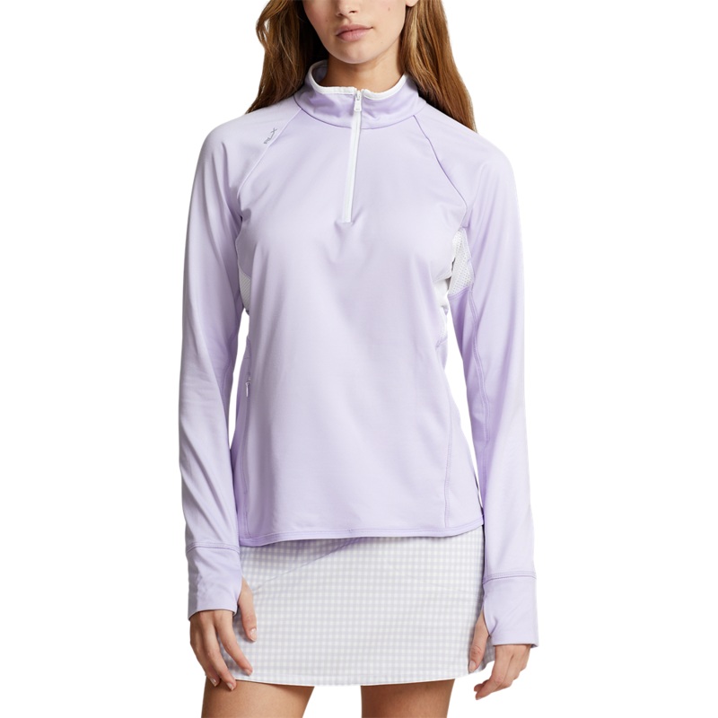 RLX Ralph Lauren Women’s Jersey Quarter Zip Golf Pullover –  Flower Purple/White