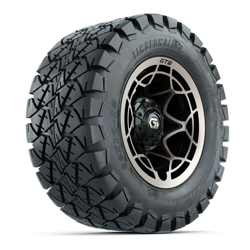 GTW Nexus Gloss Black/Satin Bronze 12 in Wheels with 22×10-12 Timberwolf All-Terrain Tires  Full Set
