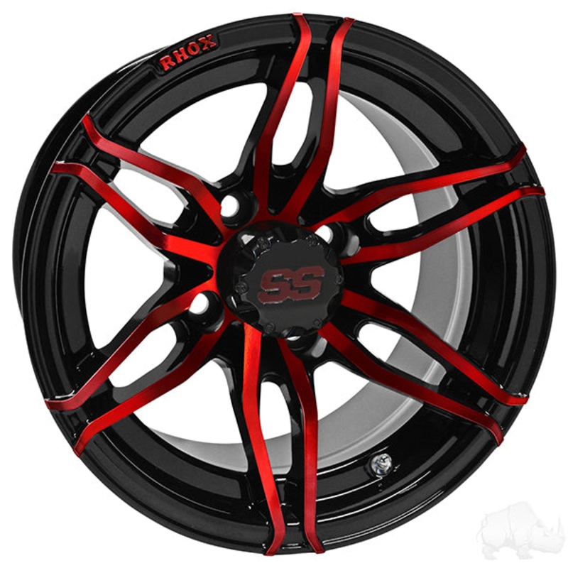RHOX RX377, Gloss Black with Red, 12×7 ET-25