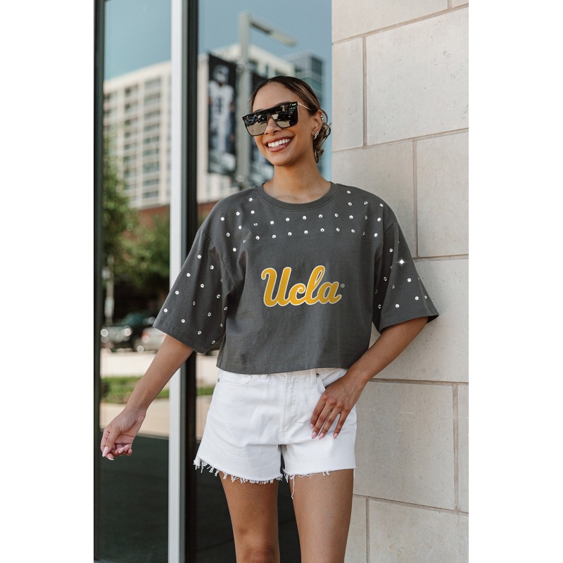 UCLA BRUINS Making Moves Rhinestone Crop Tee With Yoke