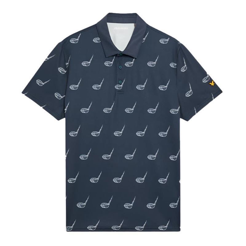Lyle & Scott Micro Club Printed Golf Polo Shirt – Condor Blue