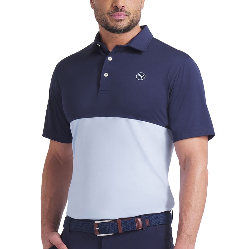 Puma Pure 2.0 Colourblock Golf Shirt – Haute Tropic/Deep Navy