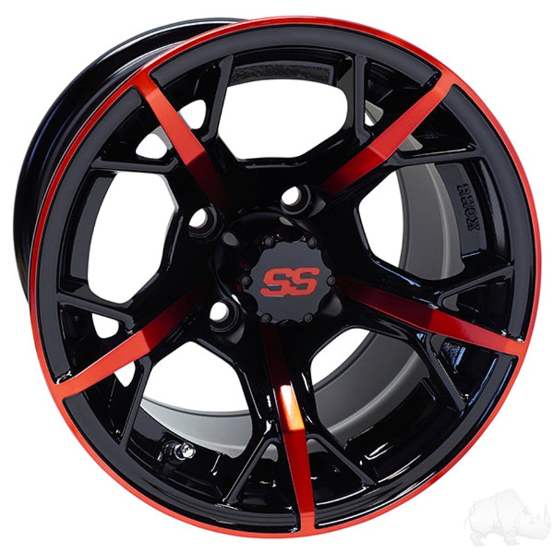 RHOX RX399, Gloss Black with Red, 12×7 ET-25