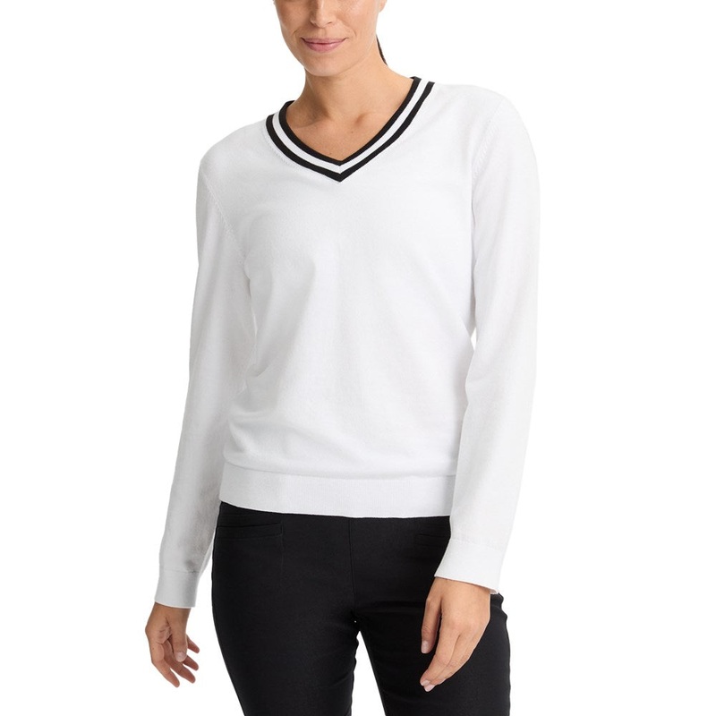 Rohnisch Women’s Adele Knitted Golf Sweater – White/Black