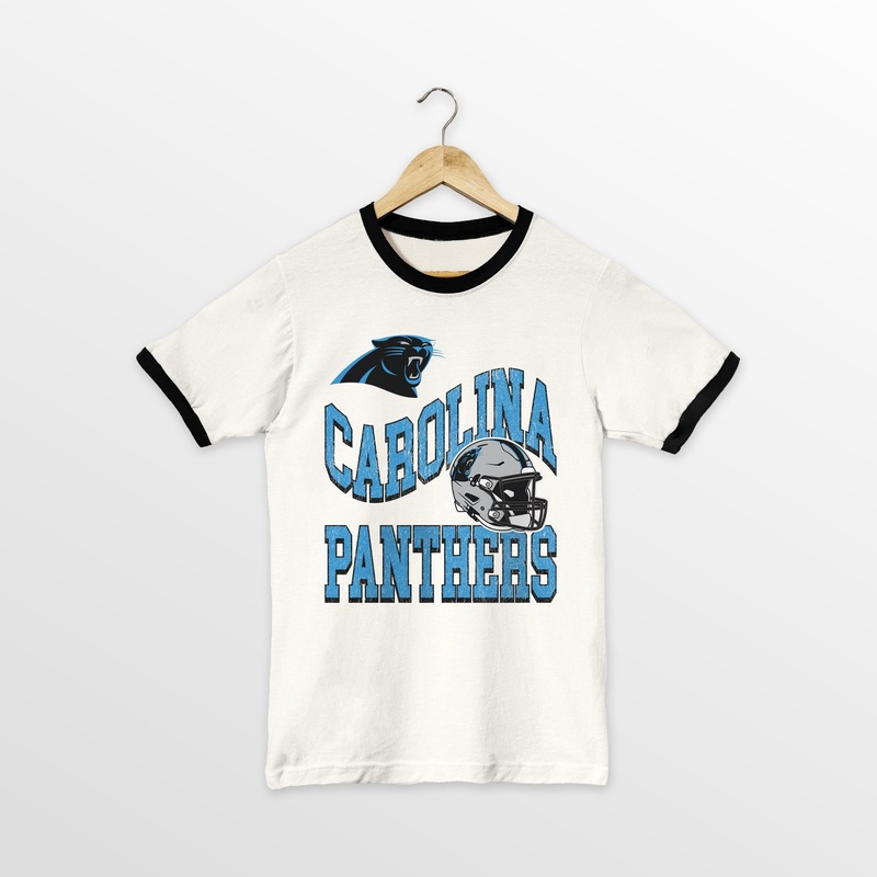 CAROLINA PANTHERS HARD EARNED VINTAGE RINGER TEE