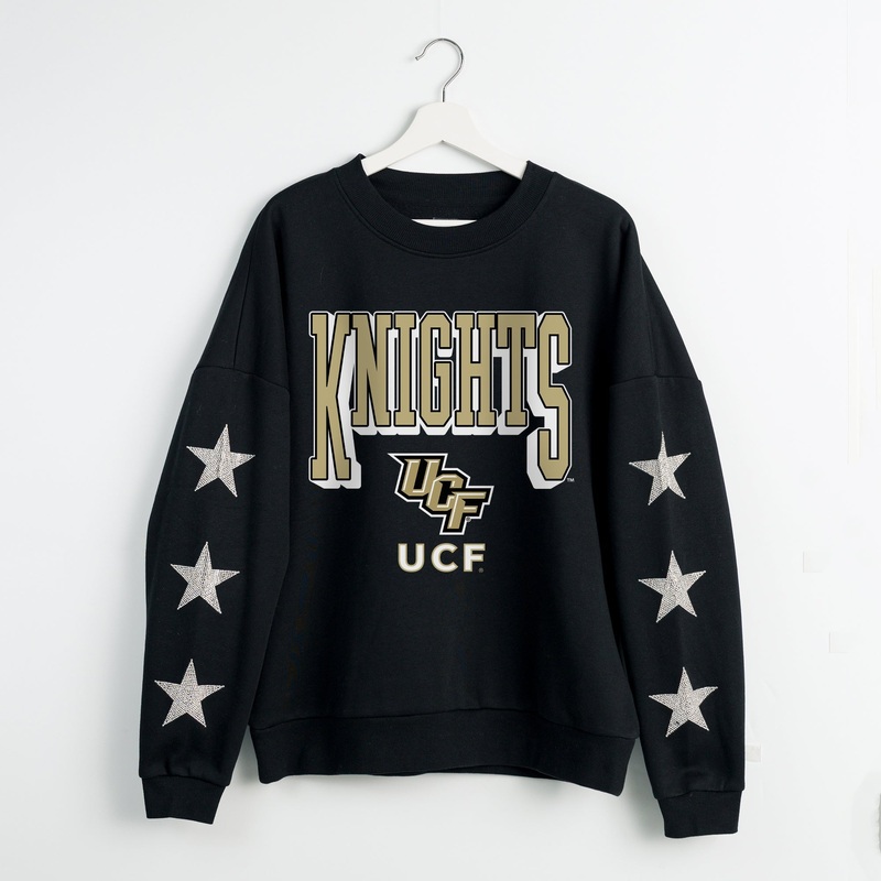 CENTRAL FLORIDA KNIGHTS PURE VICTORY EMBELLISHED STAR SLEEVE CREWNECK PULLOVER