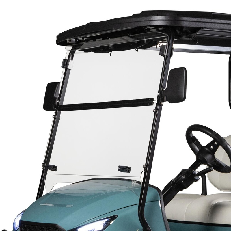 RedDot EZGO TXT with Storm Body 14-Up & MadJax XSeries 2023 Clear Folding DOT Windshield with 1 Strut PN# 9-194