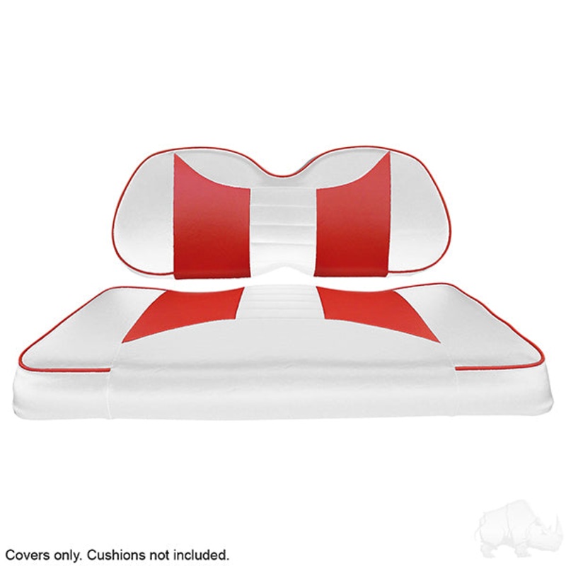 RHOX Front Seat Cover Set, Rally White/Red, Club Car Tempo, Precedent 04+ PN# SEAT-031WR-R-CV