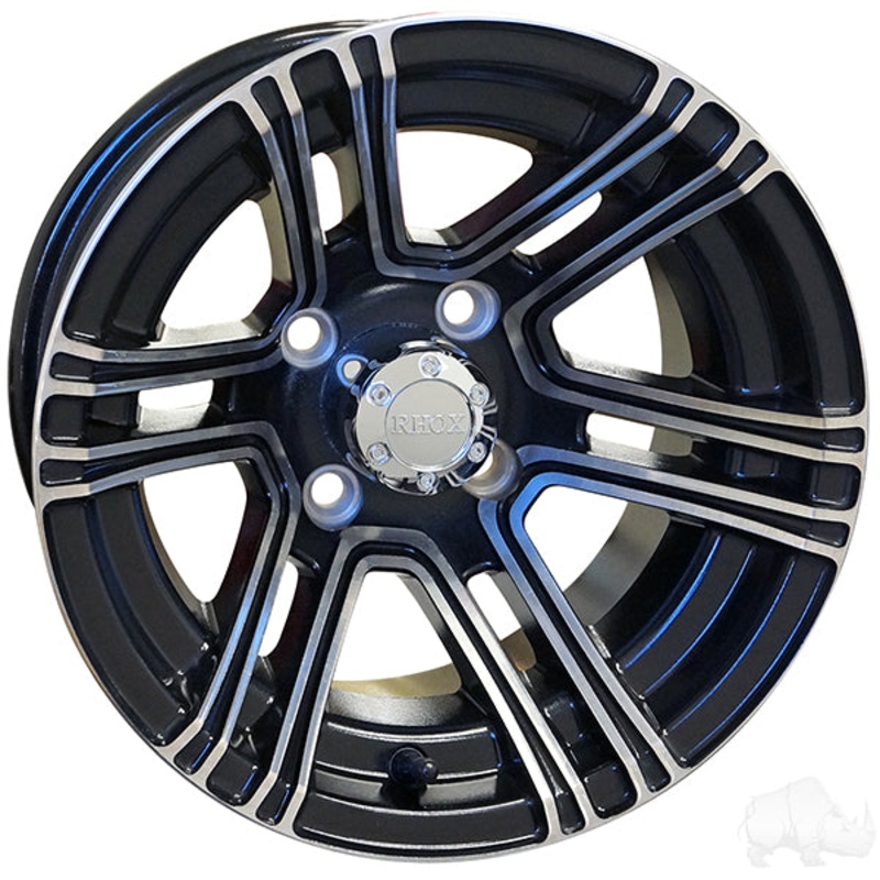 RHOX RX360 Machined w/ Black w/ Center Cap, 12×7 ET-30 PN# TIR-RX360