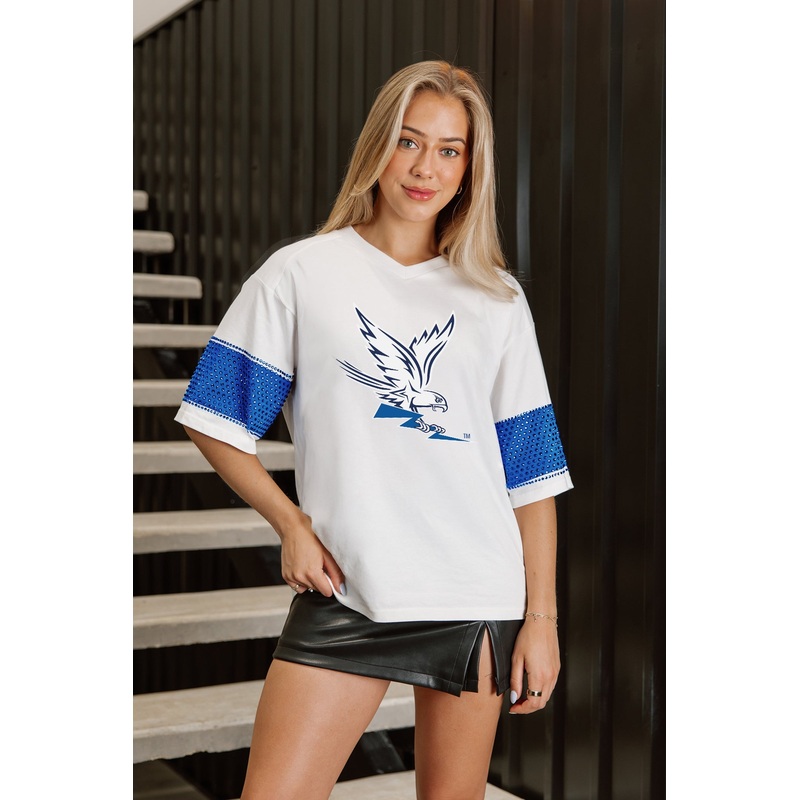 AIR FORCE FALCONS DOMINANCE RHINESTONE STRIPE VARSITY TEE