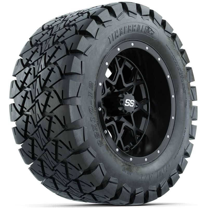 Set of (4) 12 in GTW Vortex Wheels with 22×10-12 GTW Timberwolf All-Terrain Tires PN# A19-690