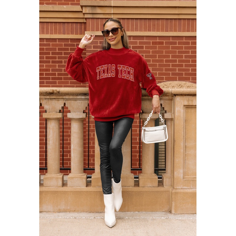 TEXAS TECH RED RAIDERS MAKE A MOVE MOCK NECK CHENILLE PULLOVER