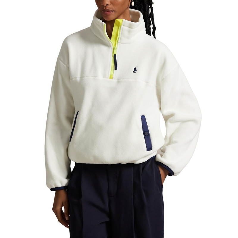 RLX Ralph Lauren Women’s Fleece Half-Zip Pullover – Cream Multi