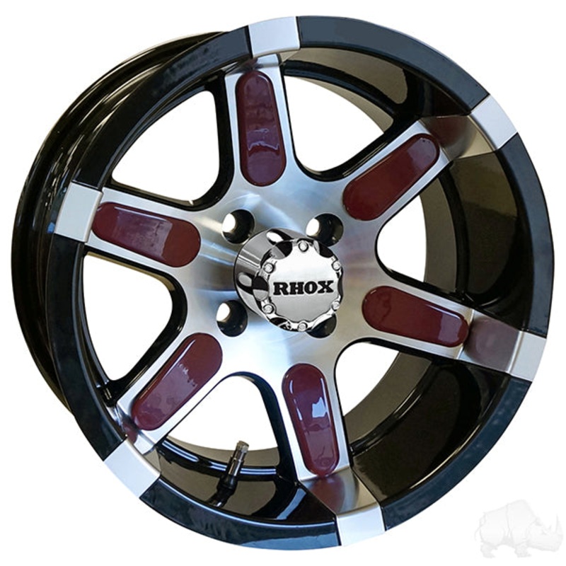 RHOX RX260, Machined w/ Black w/ Center Cap, 14×7 ET-25