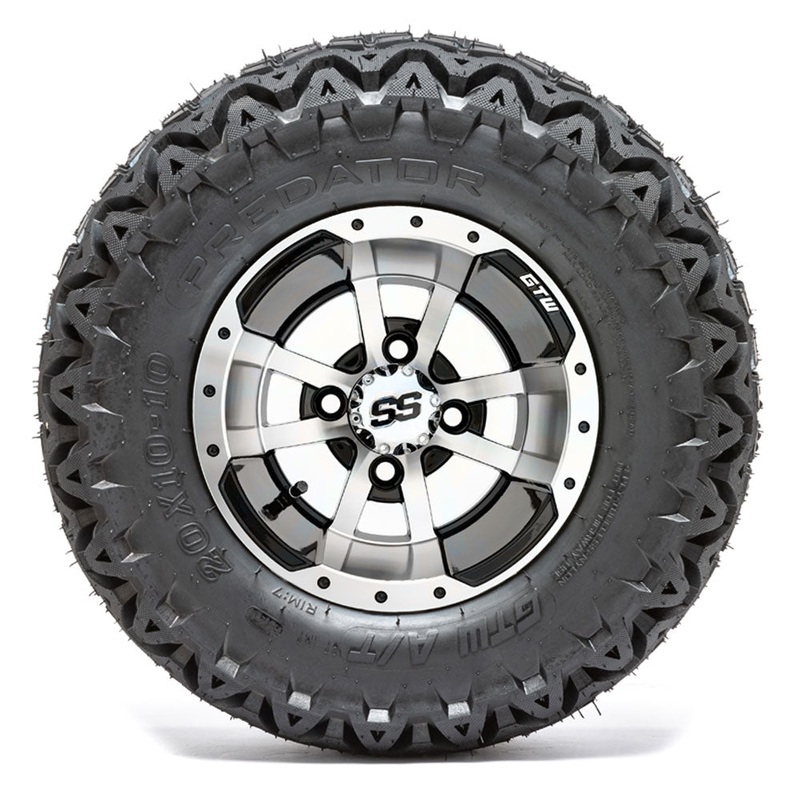 10 GTW Storm Trooper Black and Machined Wheels with 20 Predator A/T Tires  Set of 4 PN# A19-320