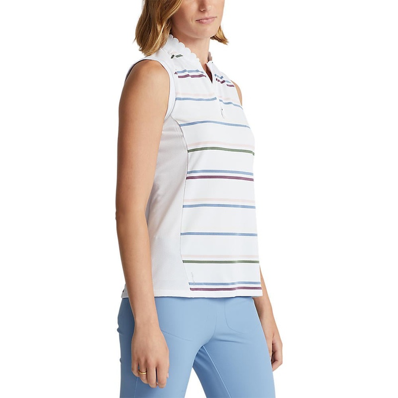 RLX Ralph Lauren Women’s Sleeveless Zip Golf Shirt – Pure White Multi