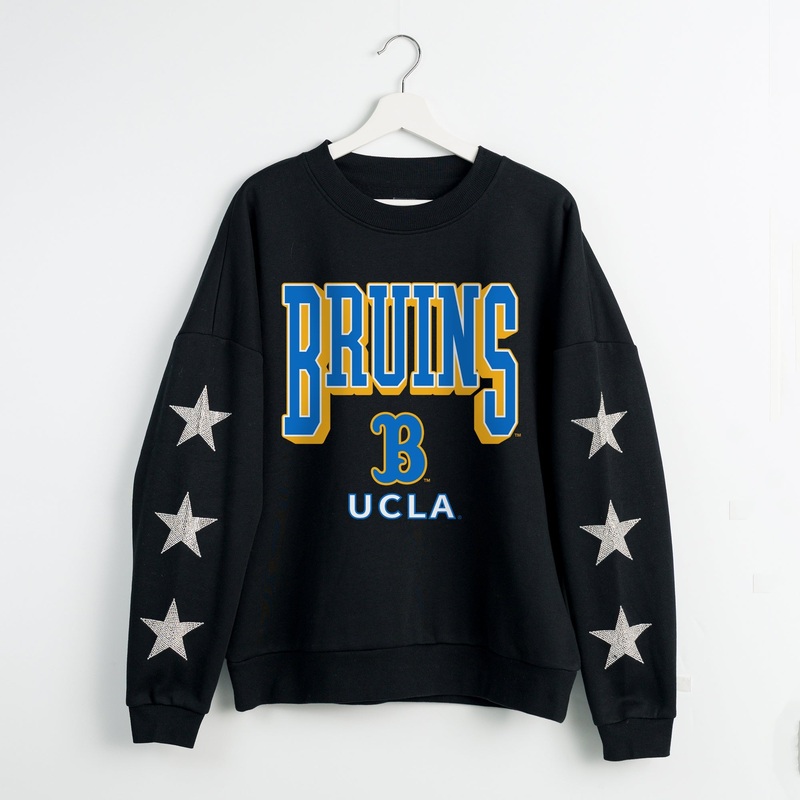 UCLA BRUINS PURE VICTORY EMBELLISHED STAR SLEEVE CREWNECK PULLOVER