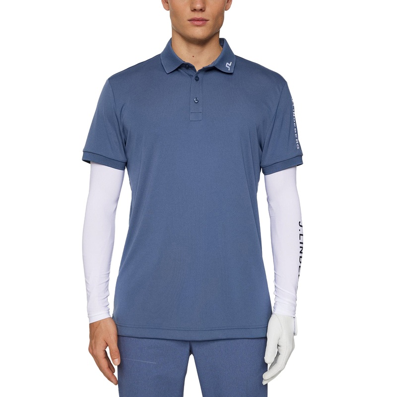 J.Lindeberg Tour Tech Regular Fit Golf Polo Shirt – Vintage Indigo