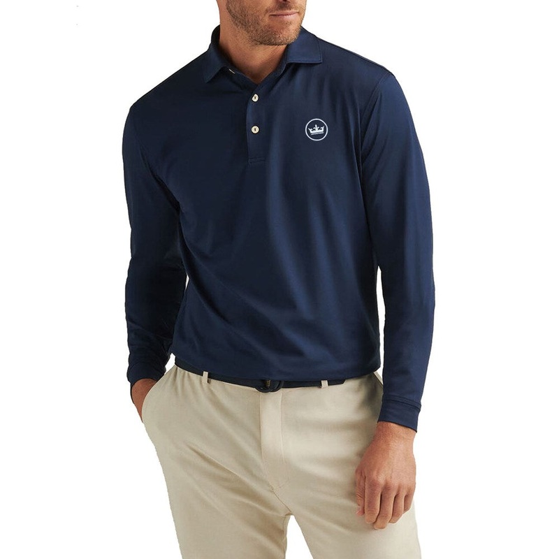 Peter Millar Performance Stretch Jersey Long Sleeve Golf Shirt – Navy