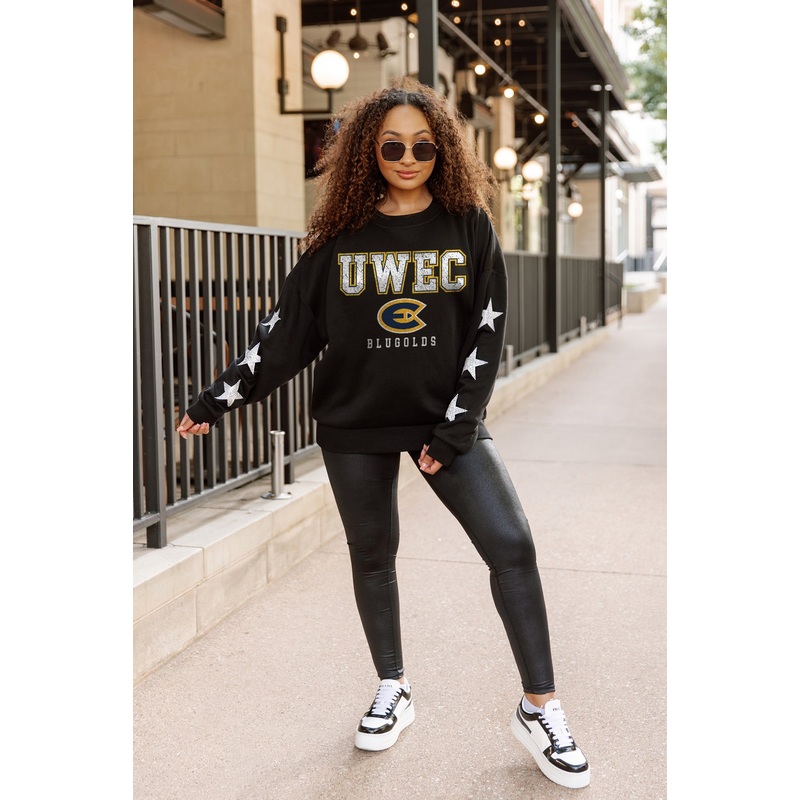 WISCONSIN-EAU CLAIRE BLUGOLDS VELOCITY STAR EMBELLISHED CREW SWEATSHIRT