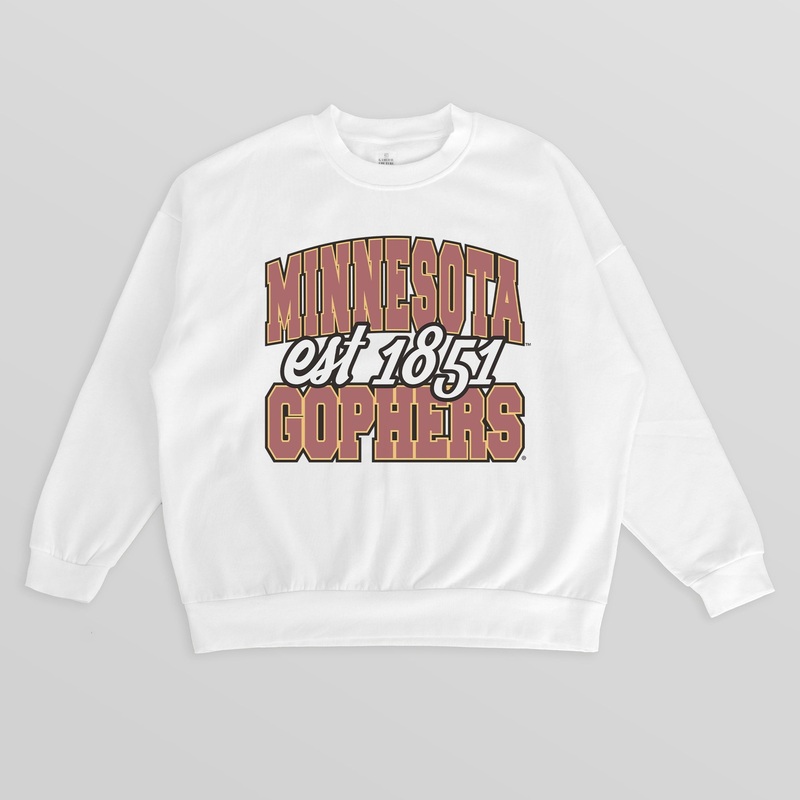 MINNESOTA GOLDEN GOPHERS FADED FORMATION PREMIUM FLEECE DROP SHOULDER CREWNECK PULLOVER