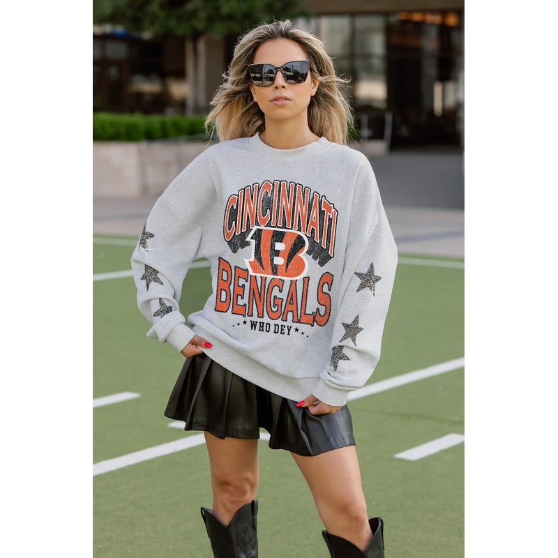 CINCINNATI BENGALS RESILIENCE STAR EMBELLISHED CREW SWEATSHIRT