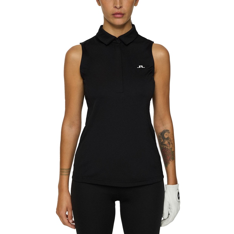 J.Lindeberg Women’s Dena Sleeveless Golf Polo Shirt – Black