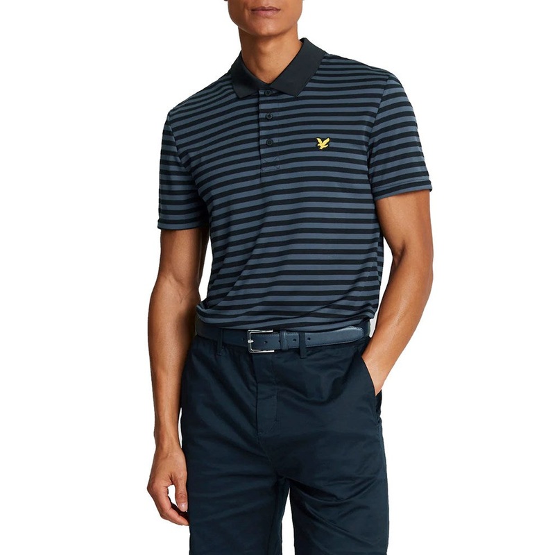 Lyle & Scott Golf Broad Stripe Polo Golf Shirt – Dark Navy