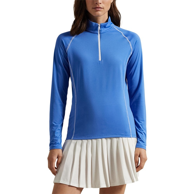 RLX Ralph Lauren Women’s Jersey UV Quarter Zip Golf Pullover – Summer Blue