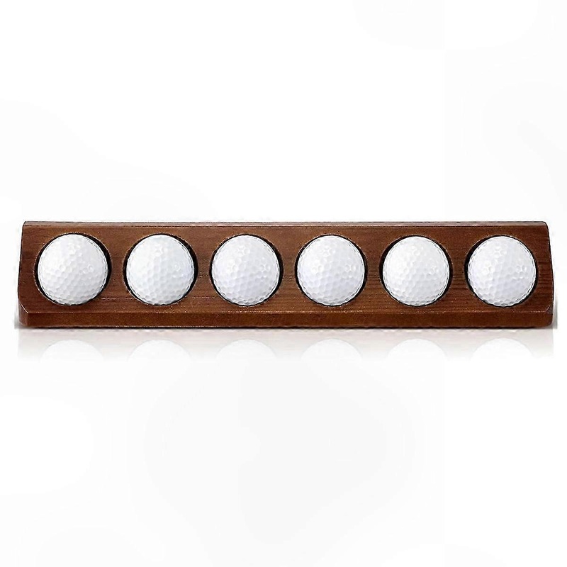 Wall-Mounted Wooden Display Stand for 6 Standard Golf Balls Holder Showcase