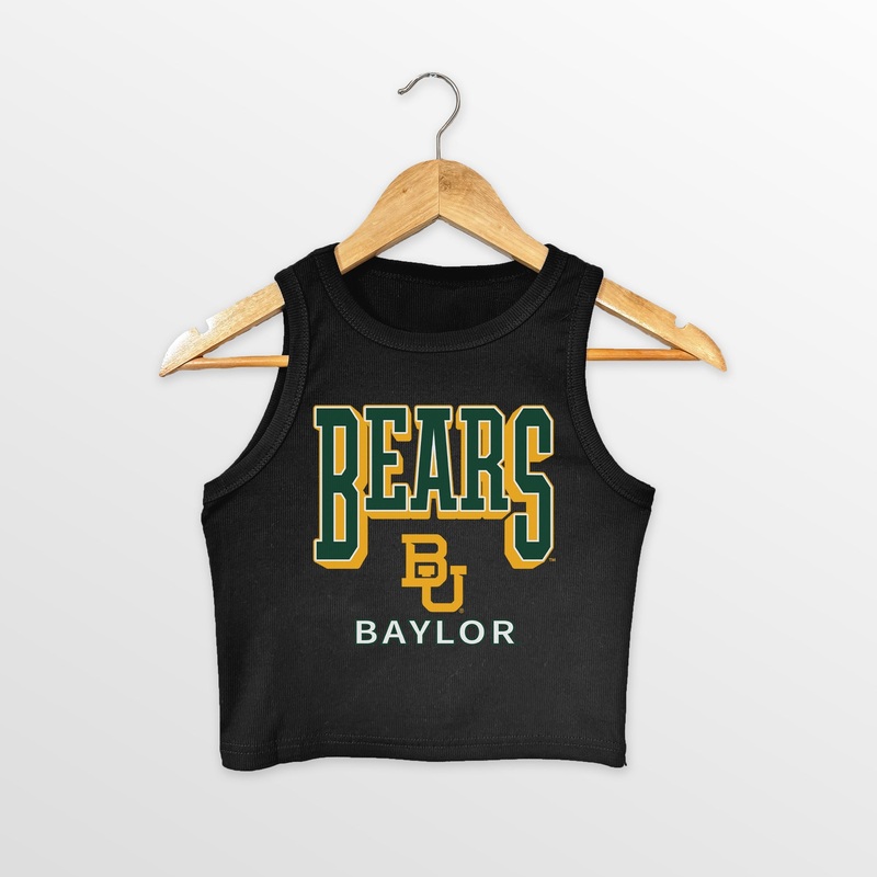 BAYLOR BEARS PURE VICTORY ESSENTIAL RIBBED CROP TANK