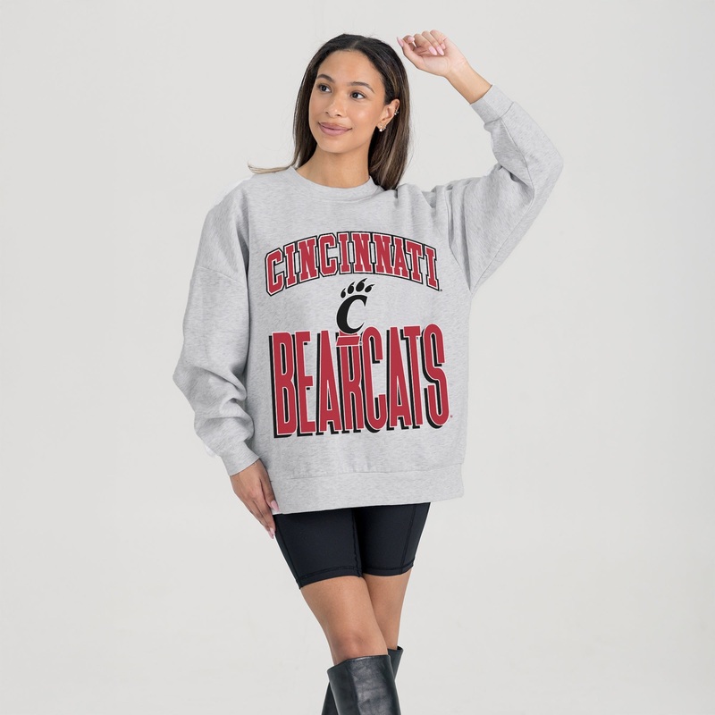 CINCINNATI BEARCATS FIERCE FOCUS PREMIUM FLEECE DROP SHOULDER CREWNECK PULLOVER