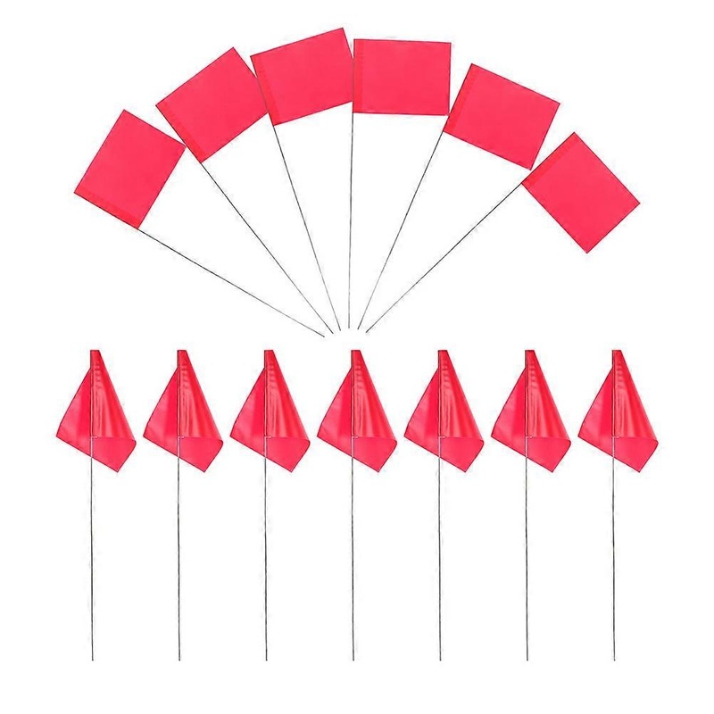 50pcs Red Hand Held Flags on Sticks for Yard Markers and Garden Decoration Lightweight Durable Steel PVC