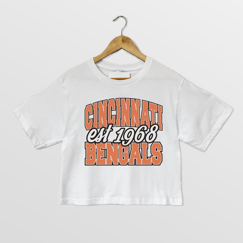 CINCINNATI BENGALS DEEP ROOTS BOXY FIT CROPPED TEE