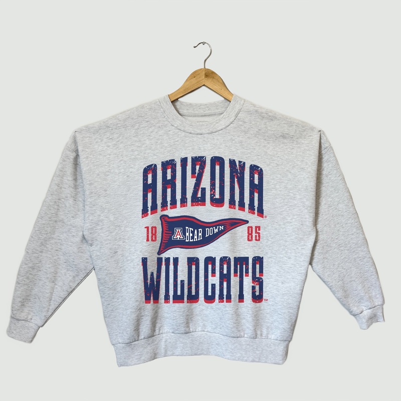 ARIZONA WILDCATS PENNANT PRIDE PREMIUM FLEECE DROP SHOULDER CREWNECK PULLOVER