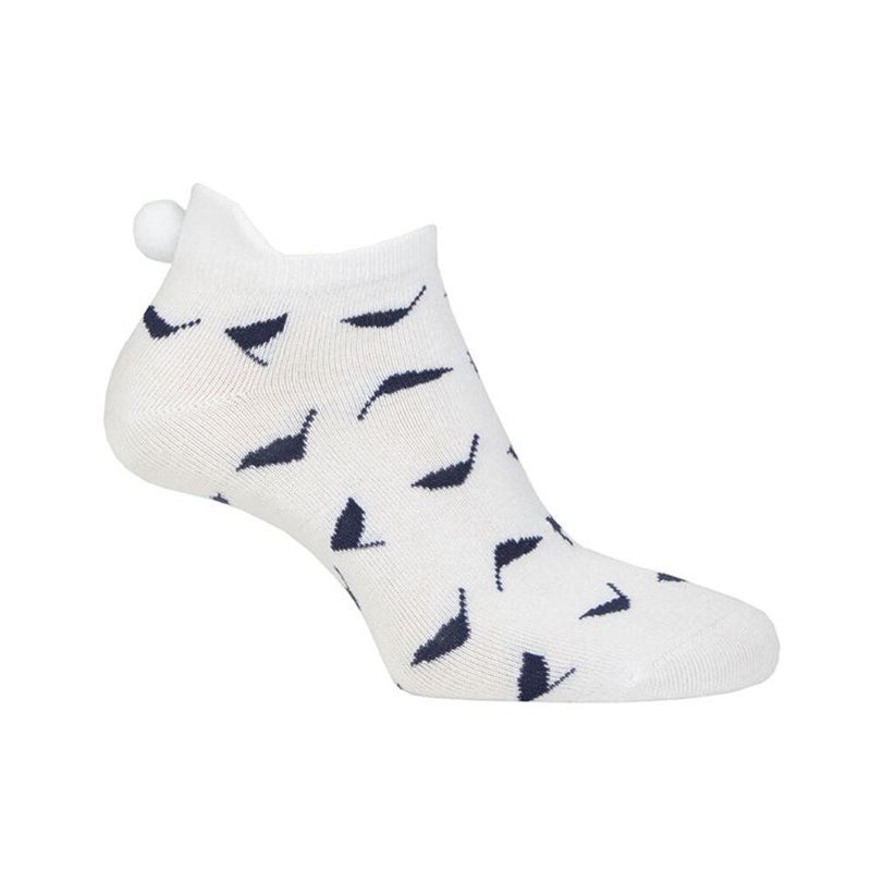 Glenmuir Women’s Eugenie Patterned Golf Socks – White/Navy Flags