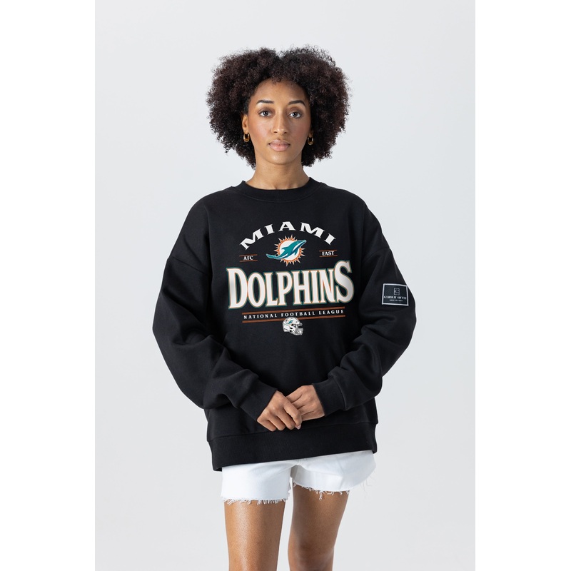 MIAMI DOLPHINS Players Only Fleece Drop-Shoulder Crew
