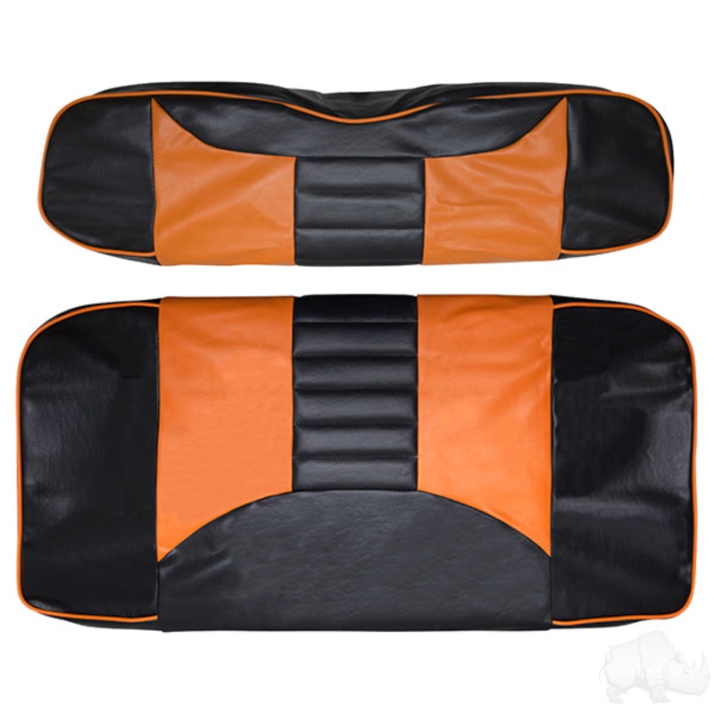 RHOX Front Seat Cover Set, Rally Black/Orange, E-Z-Go TXT 96-13 PN# SEAT-011BO-R-CV