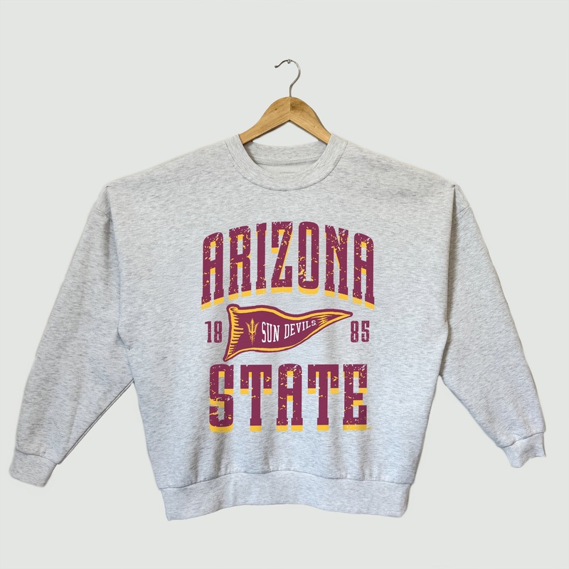 ARIZONA STATE SUN DEVILS PENNANT PRIDE PREMIUM FLEECE DROP SHOULDER CREWNECK PULLOVER