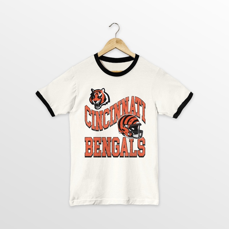 CINCINNATI BENGALS HARD EARNED VINTAGE RINGER TEE
