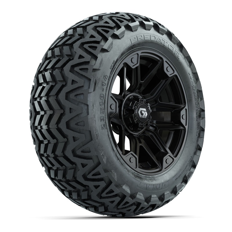 GTW Graffiti Gloss Black 14 in Wheels with 23×10-14 Predator All-Terrain Tires  Full Set