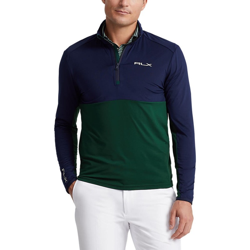 RLX Ralph Lauren Peached Airflow Jersey 1/4 Zip Midlayer – Hunt Club Green/ French Navy