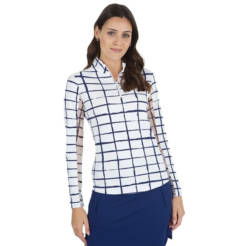 IBKUL Cordova Print Long Sleeve Zip Mock Neck