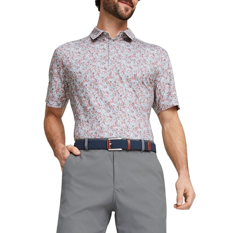 Puma Mattr Florals Golf Polo Shirt – High Rise/Flamingo Pink