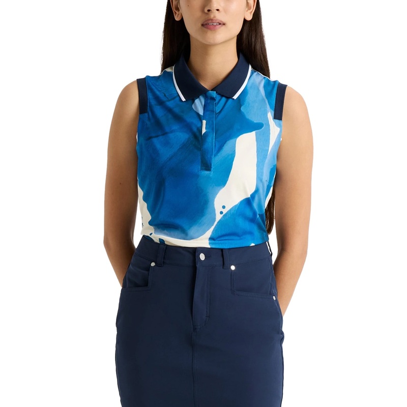 Rohnisch Women’s Deni Sleeveless Golf Polo Shirt – Blue Aquarelle