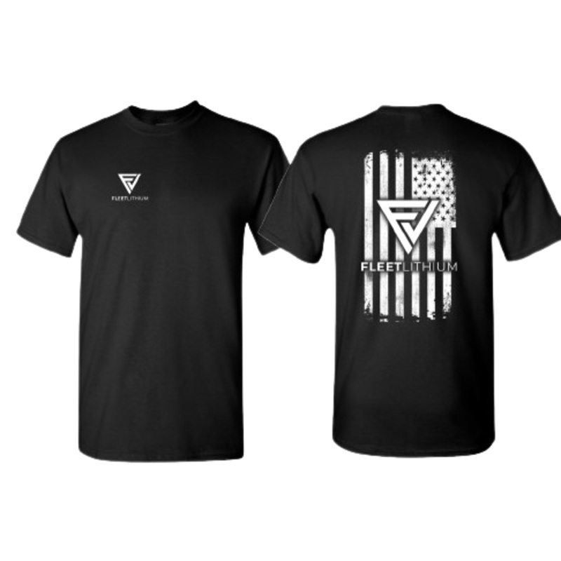 Black Men’s Fleet Lithium T-Shirt White Logo Print PN# FL-BLKW-T-M