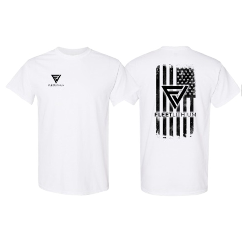 White Men’s Fleet Lithium T-Shirt White Logo Print PN# FL-WBL-T-M