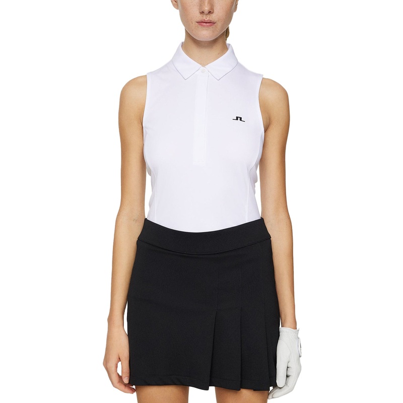 J.Lindeberg Women’s Dena Sleeveless Golf Polo Shirt – White