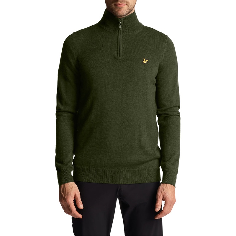 Lyle & Scott Core 1/4 Zip Merino Mix – Cactus Green